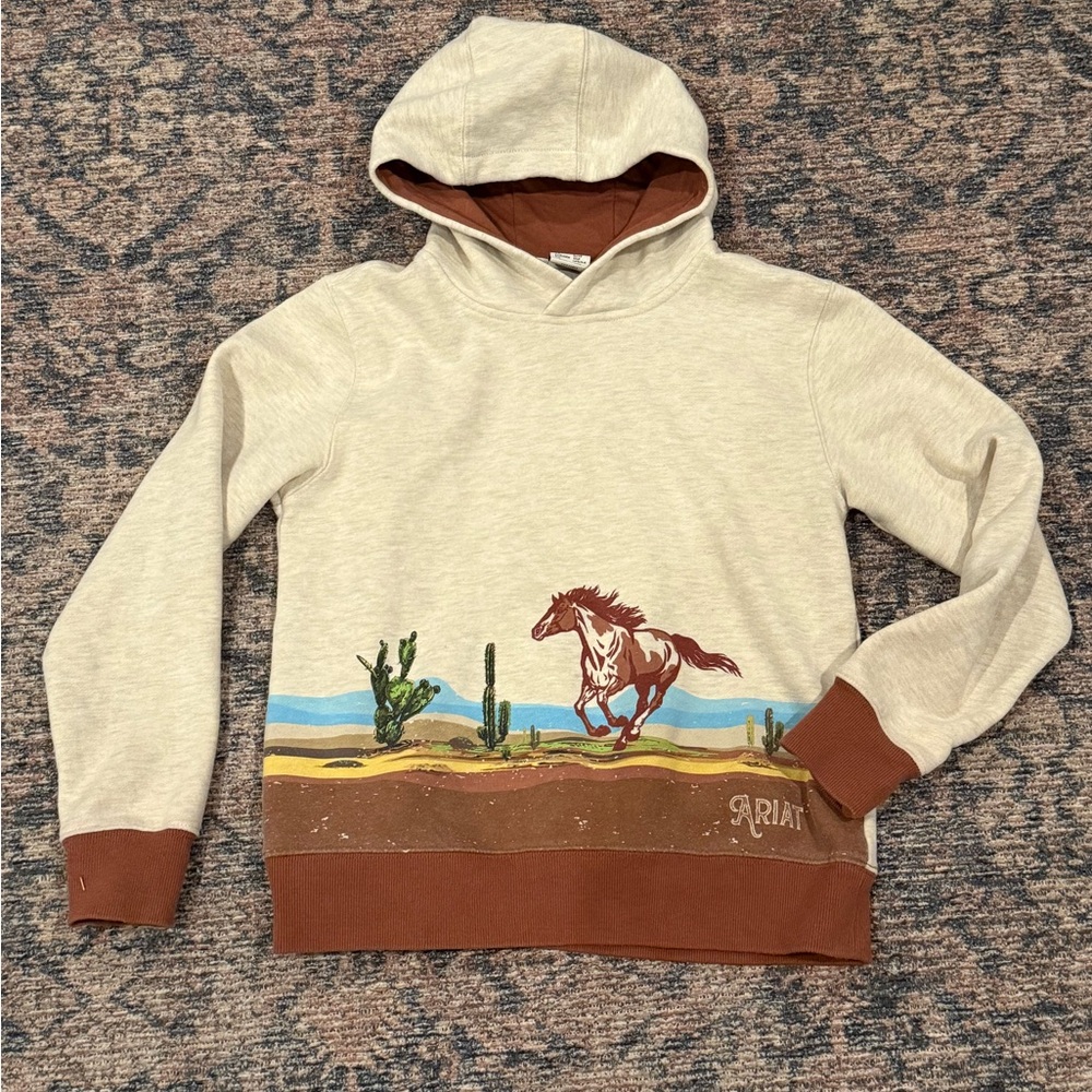 Ariat Cream and Brown Horse Print Hoodie